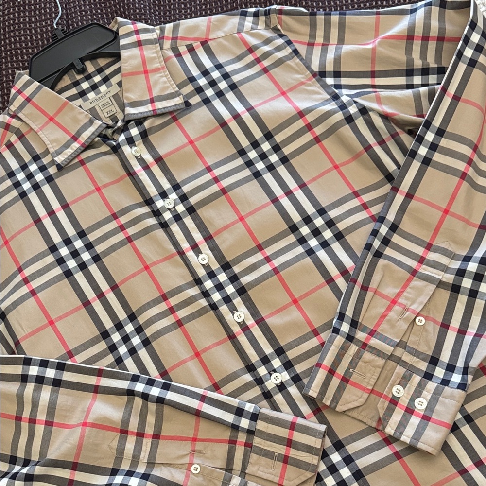 Burberry Beige and Red Plaid Men's Shirt - Picture 4 of 4